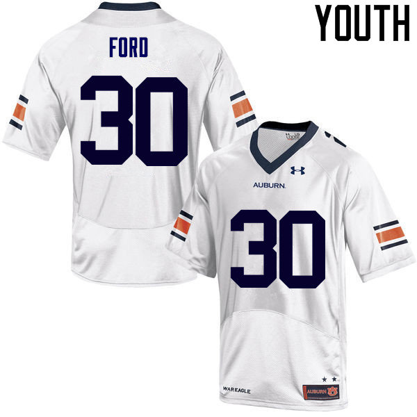 Youth Auburn Tigers #30 Dee Ford White College Stitched Football Jersey